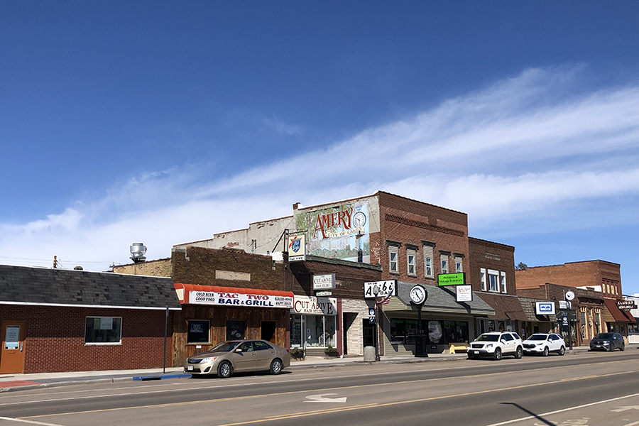 A streetscape in Amery, Wisconsin