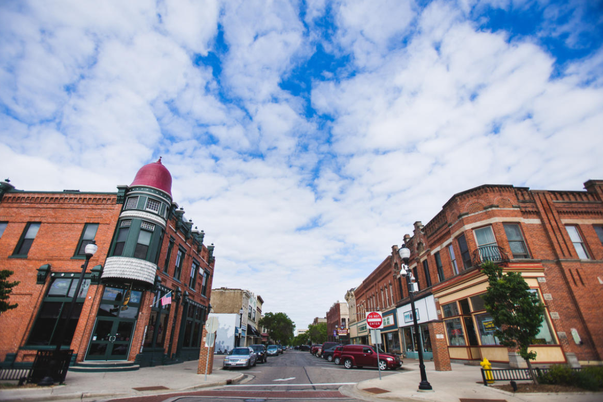 A street view of Stevens Point, located in Portage County.